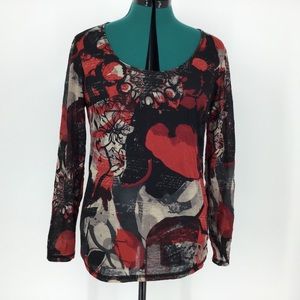 Zoe Semi-Transparent Long Sleeve Blouse, Medium